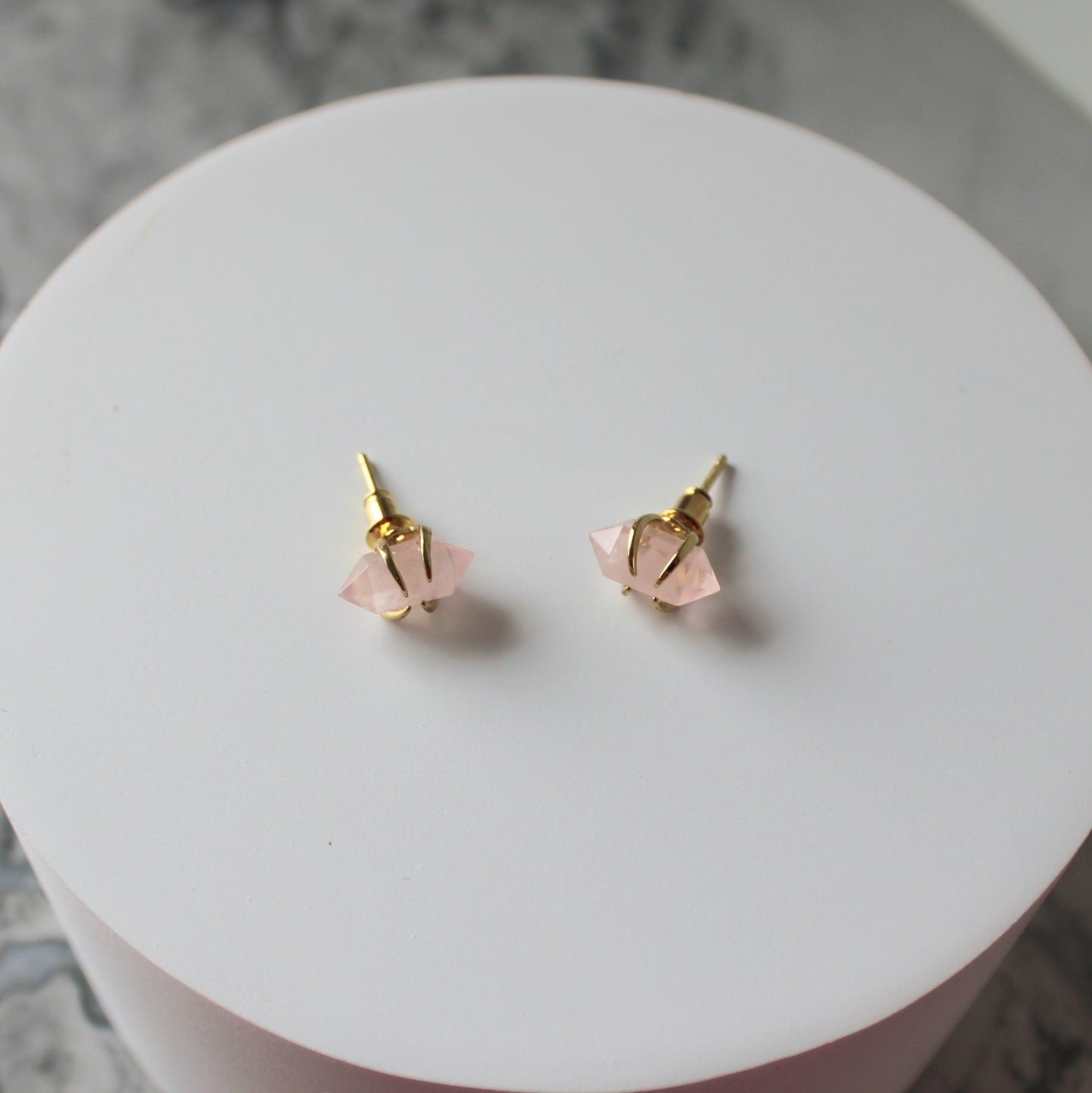 Crystal Point Claw Studs | Rose Quartz