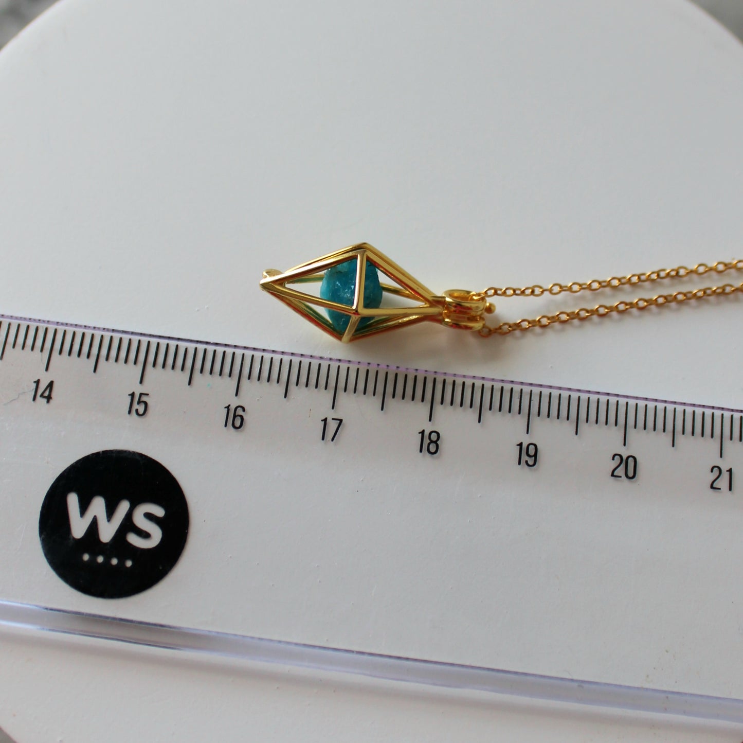 Locket & Raw Crystal Pendant & Chain | Apatite