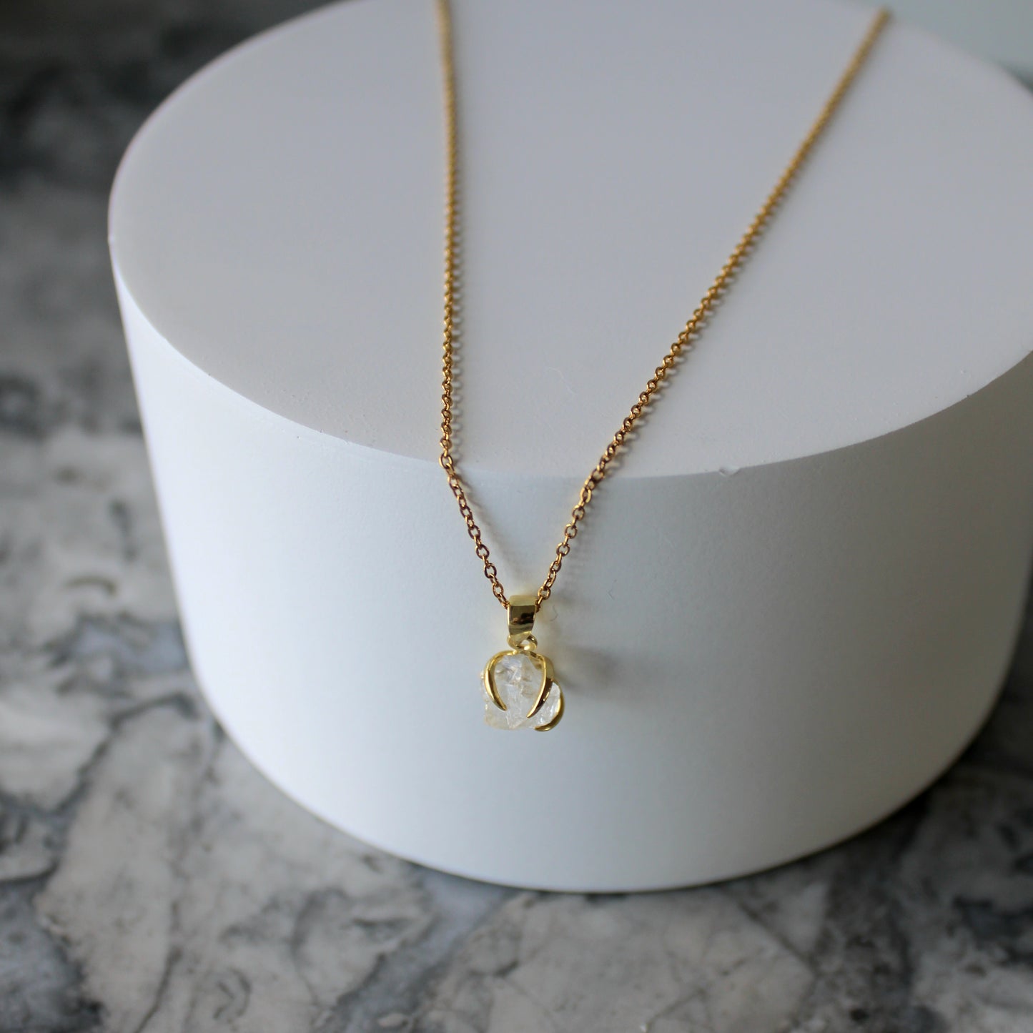 Raw Crystal Claw Pendant & Chain | Clear Quartz