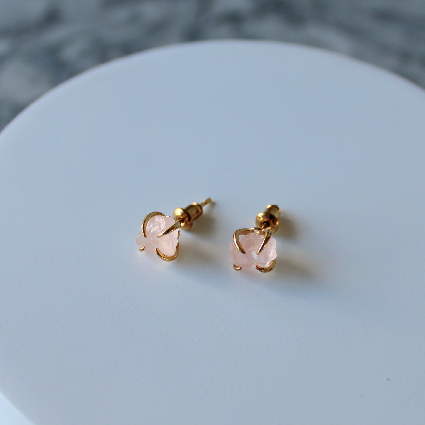 Raw Crystal Claw Studs | Rose Quartz