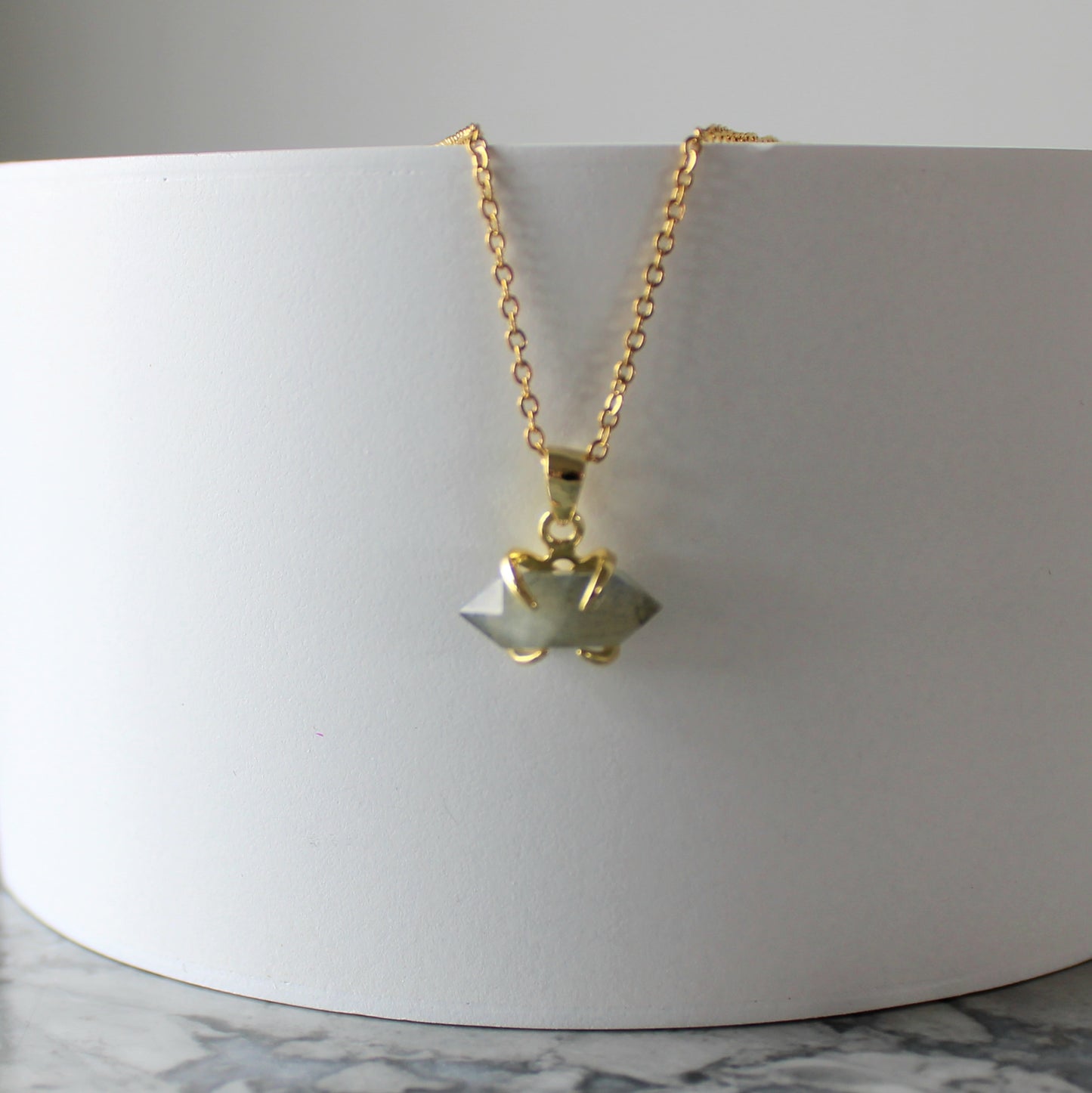 Crystal Point Claw Pendant & Chain | Labradorite