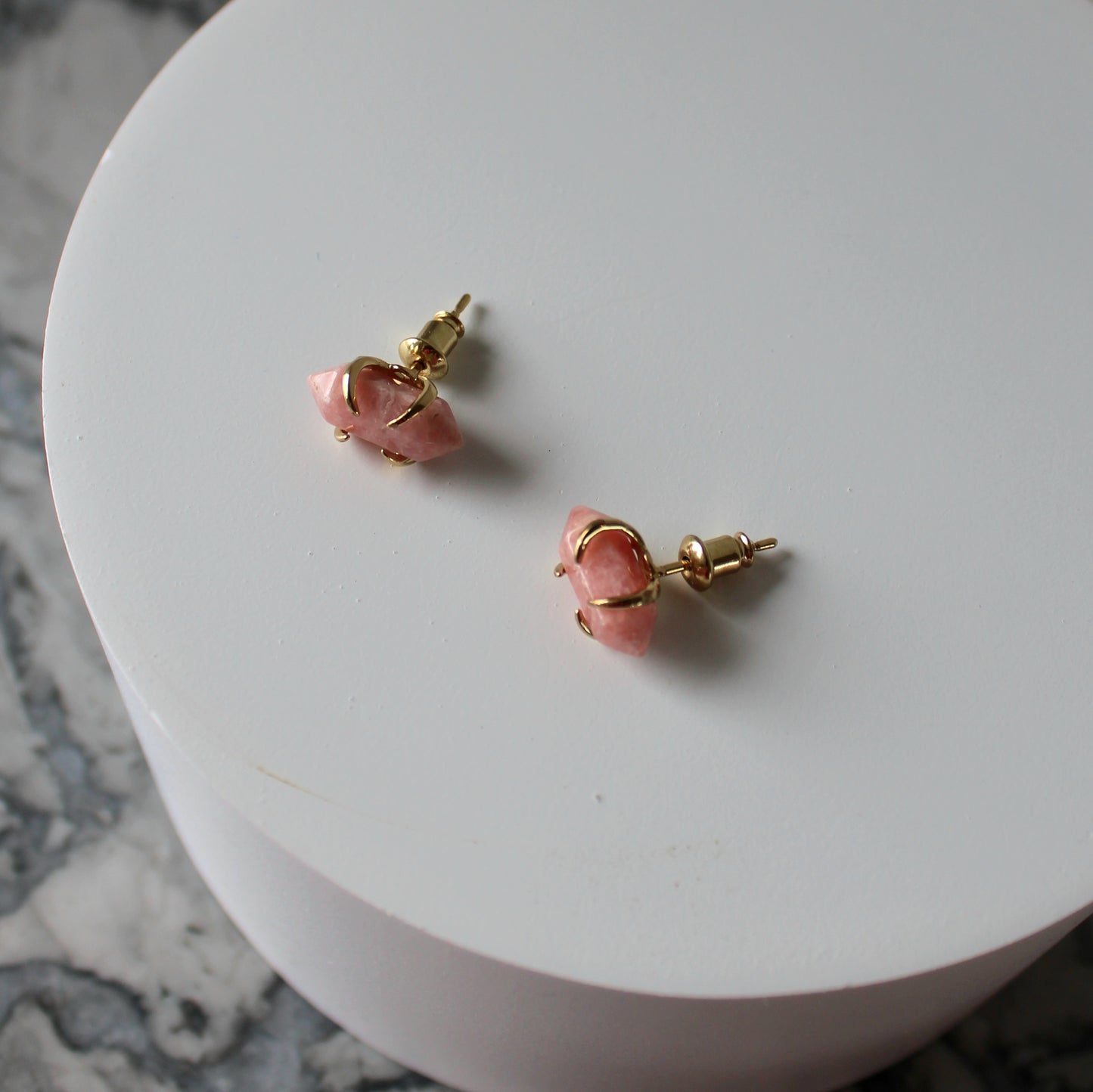 Crystal Point Claw Studs | Rhodochrosite