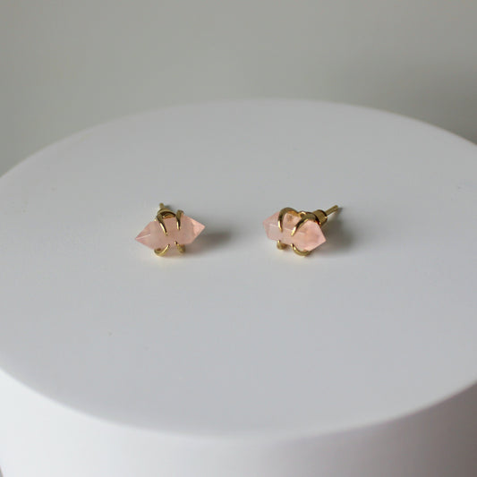Crystal Point Claw Studs | Rose Quartz
