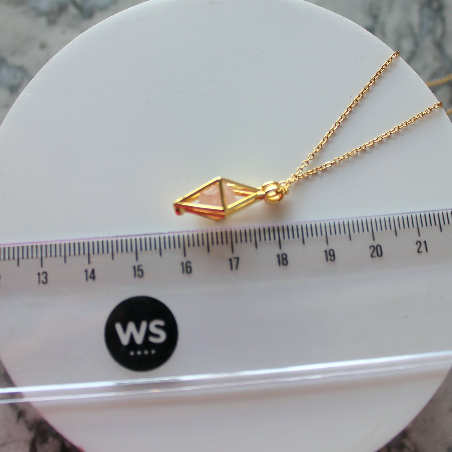 Locket & Raw Crystal Pendant & Chain | Rose Quartz