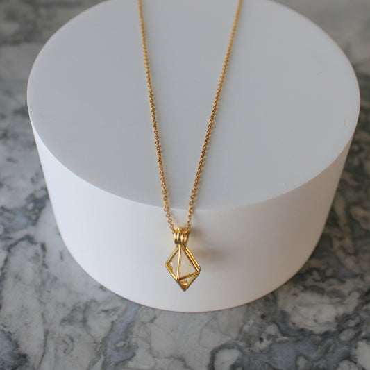 Locket & Raw Crystal Pendant & Chain | Moonstone