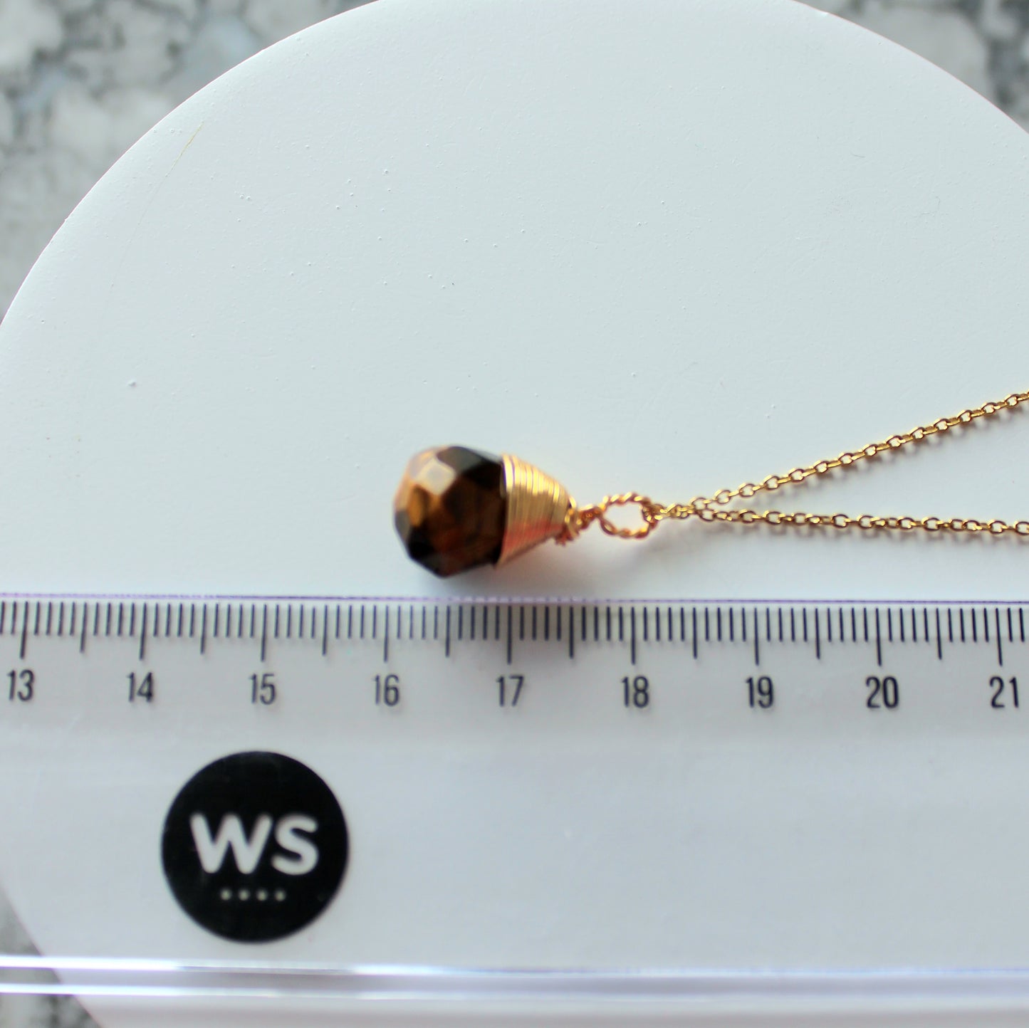 Natural Crystal Drop Pendant & Chain | Tiger Eye