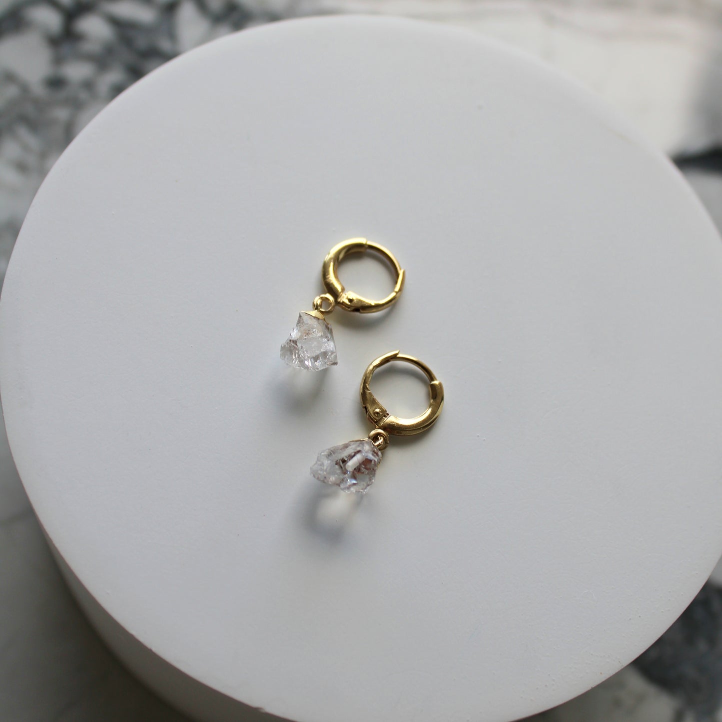 Raw Crystal Drop Huggies | Clear Quartz