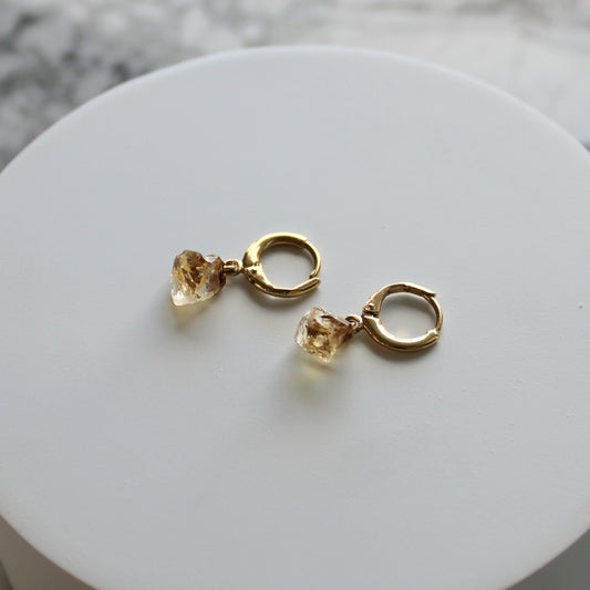 Raw Crystal Drop Huggies | Citrine