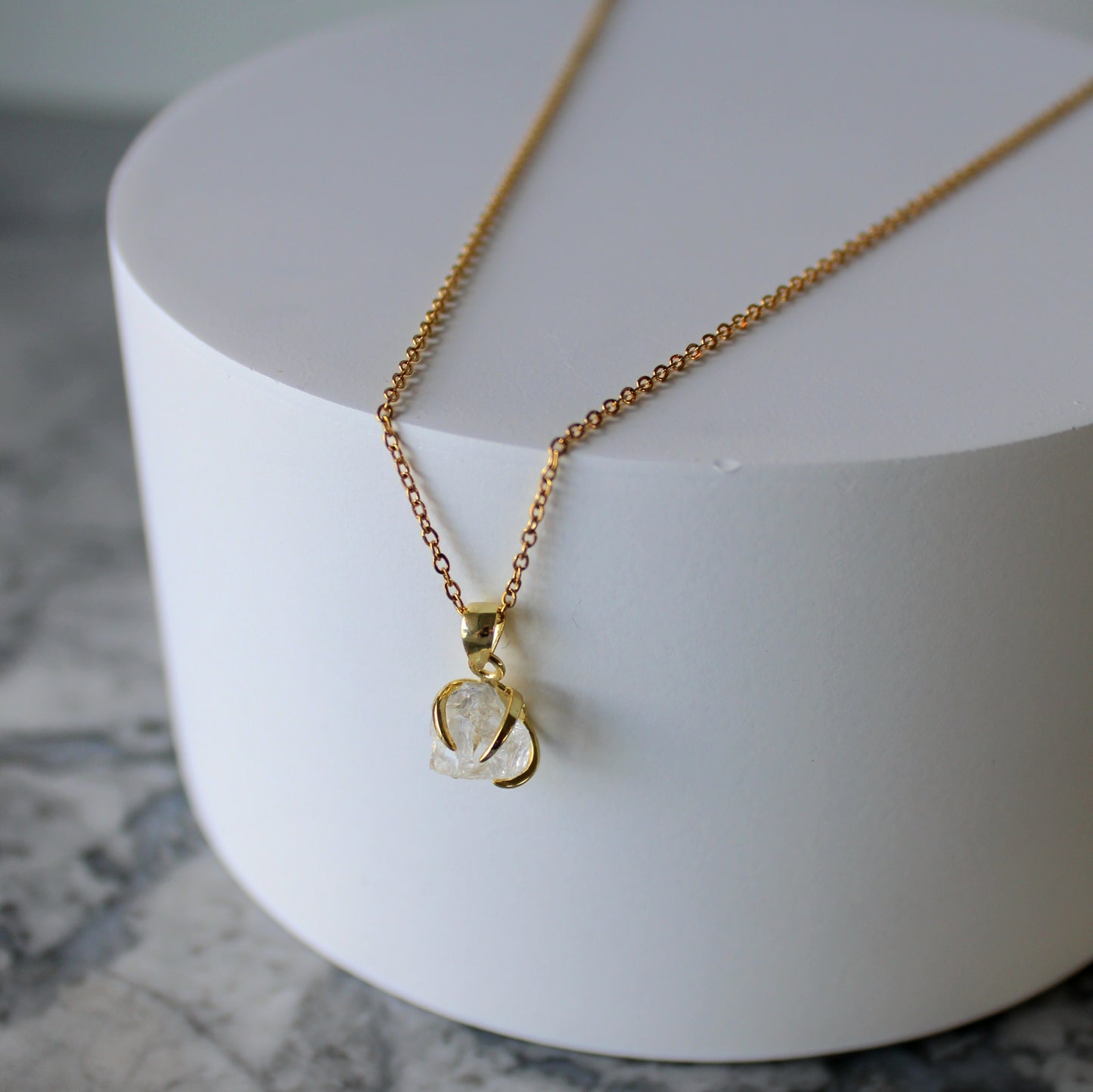 Raw Crystal Claw Pendant & Chain | Clear Quartz