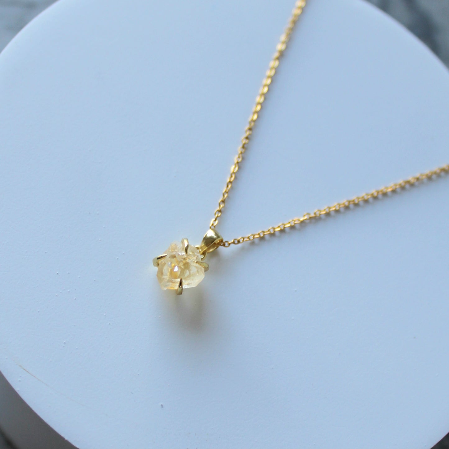 Raw Crystal Claw Pendant & Chain | Citrine