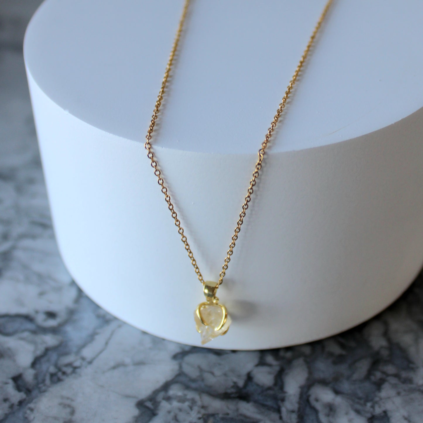 Raw Crystal Claw Pendant & Chain | Citrine