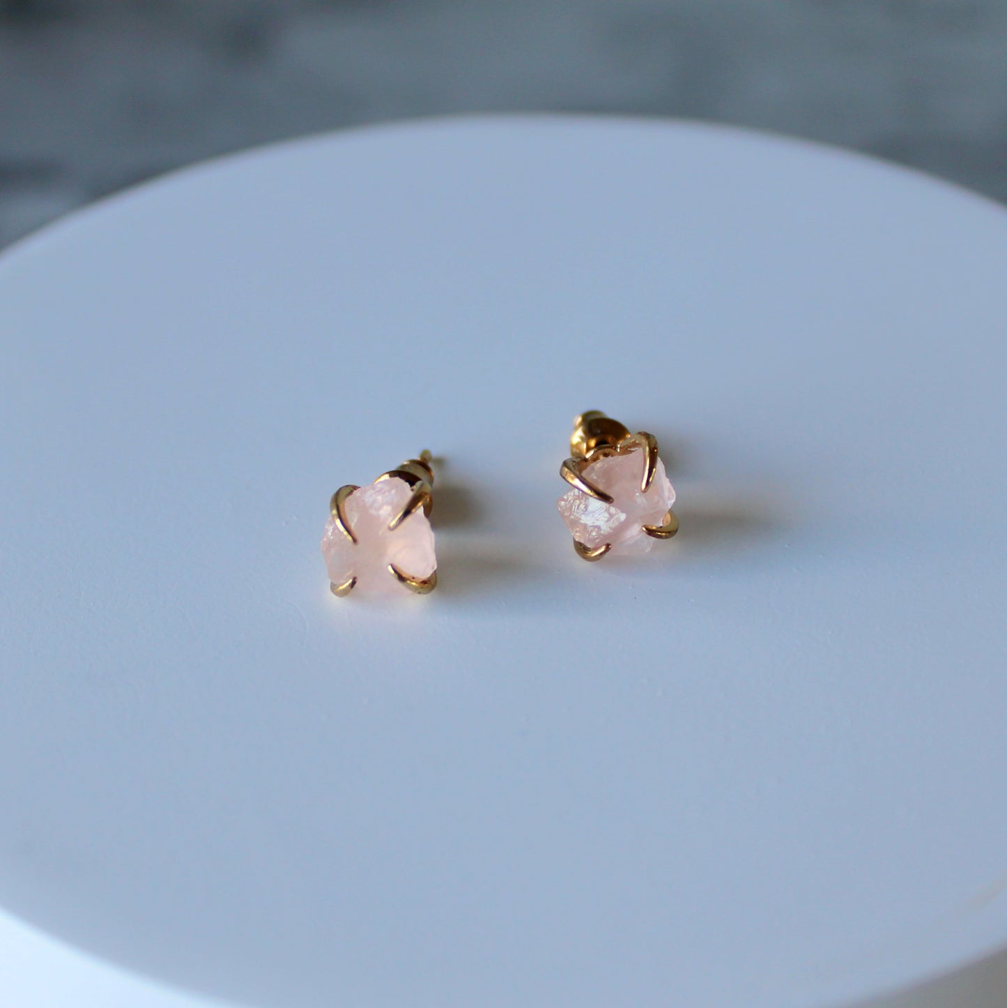 Raw Crystal Claw Studs | Rose Quartz