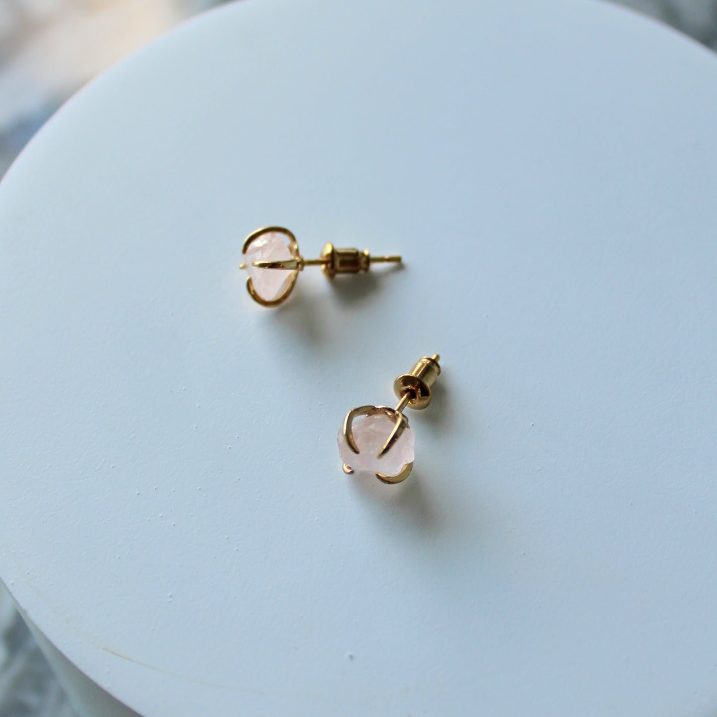 Raw Crystal Claw Studs | Rose Quartz