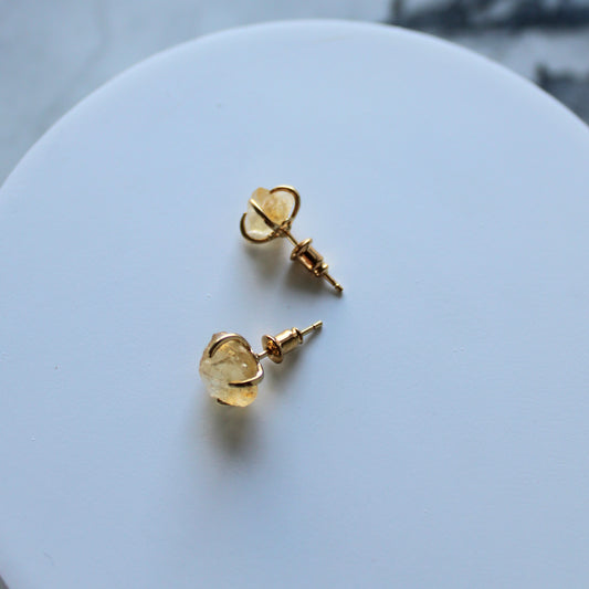 Raw Crystal Claw Studs | Citrine