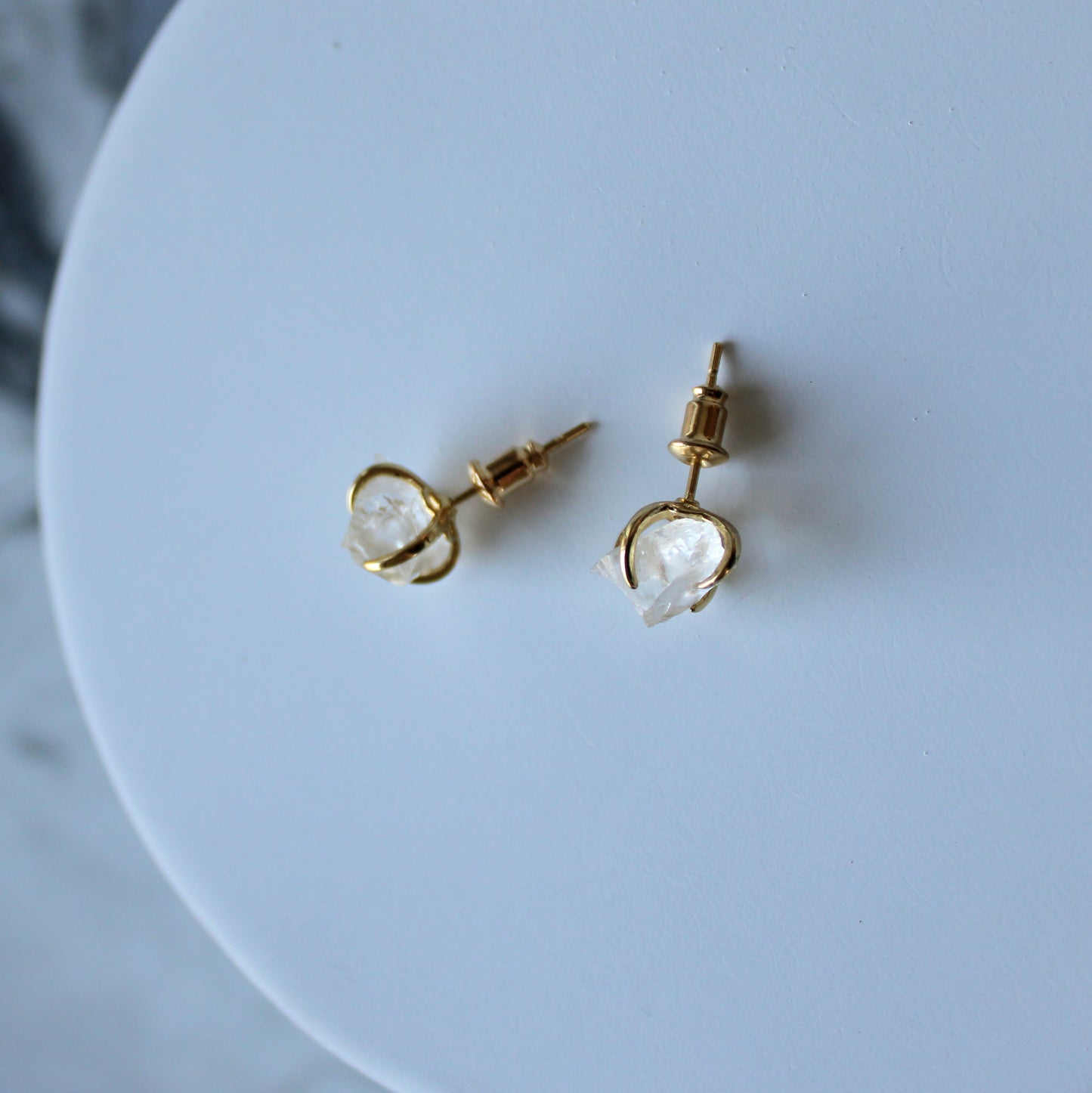 Raw Crystal Claw Studs | Clear Quartz