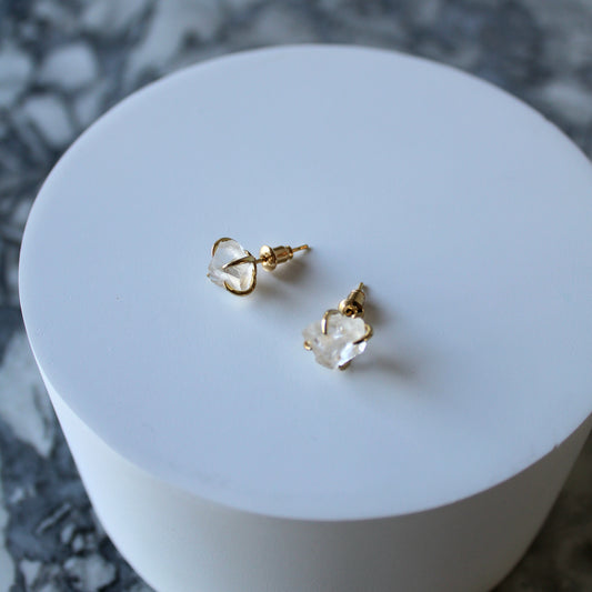 Raw Crystal Claw Studs | Clear Quartz