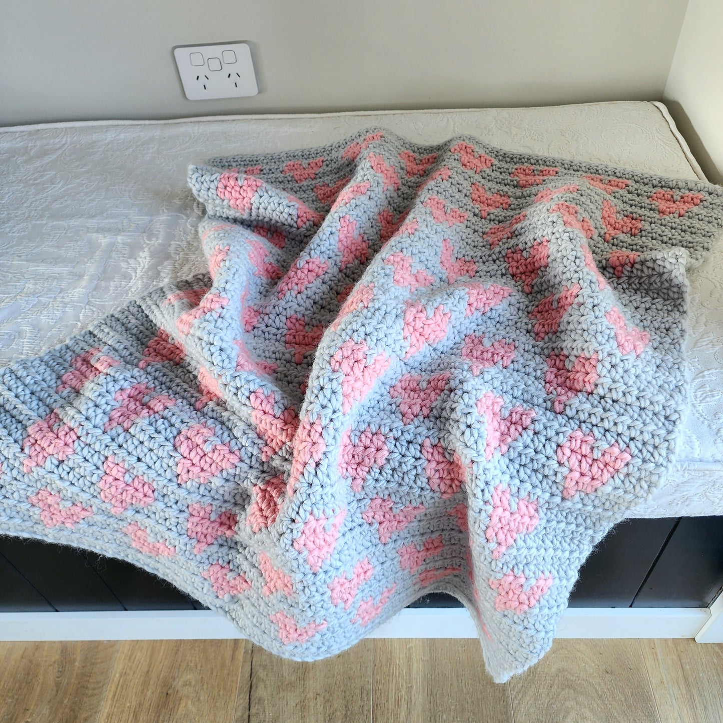 Handmade Crochet Heart Blanket | 72cm x 82cm