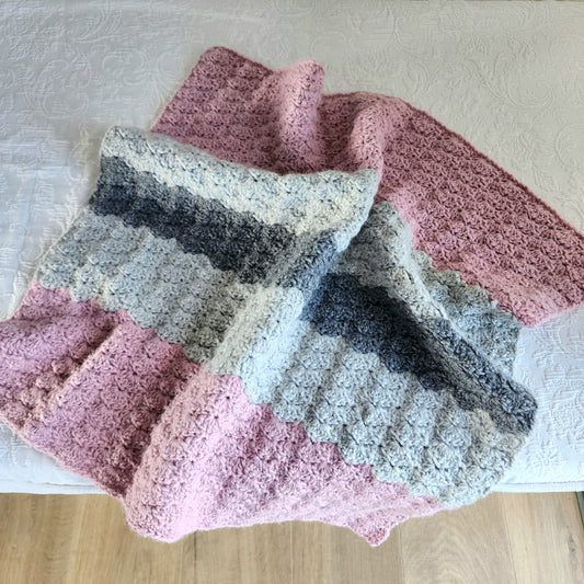 Handmade Crochet Shell Stitch Blanket | 60cm x 56cm